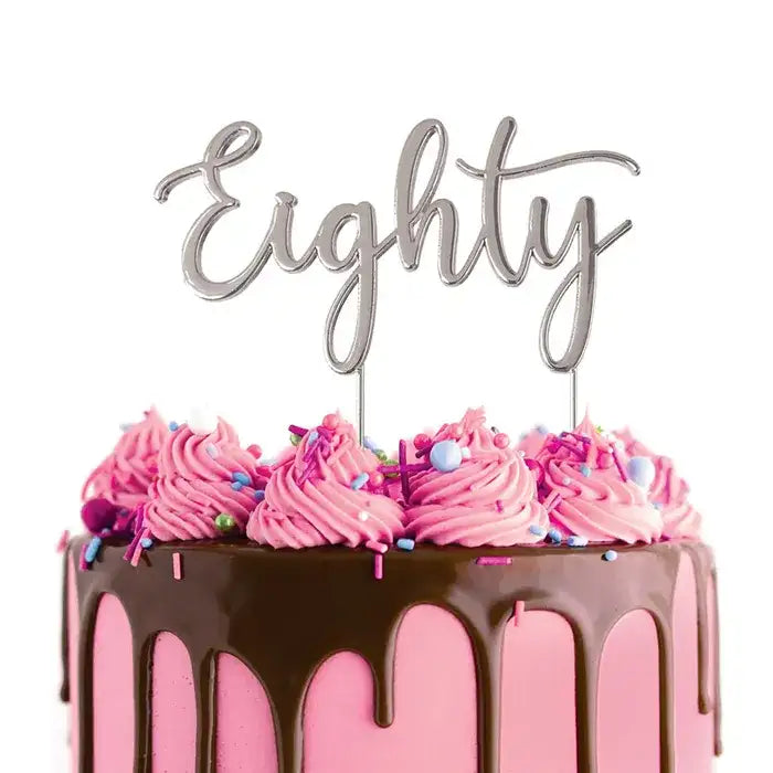 Cake Topper Eighty Metal Cake Silver