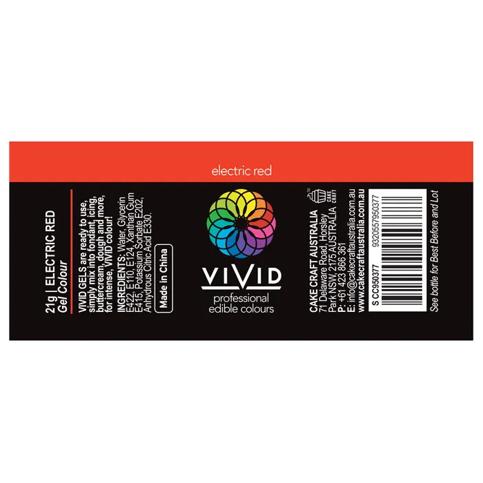 Food Colour Electric Red Gel 21g VIVID