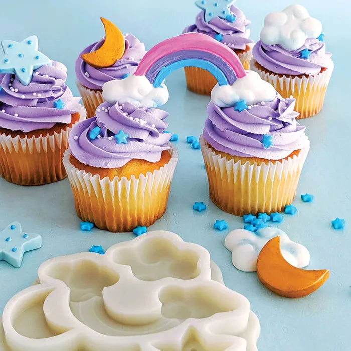 Mould Rainbow Cloud Moon & Star Silicone Mould