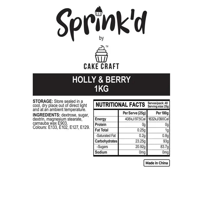 SPRINK'D | HOLLY & BERRY SPRINKLES | 1KG