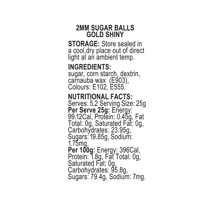 Sprinkles Sprink'd Gold 2mm balls 110g