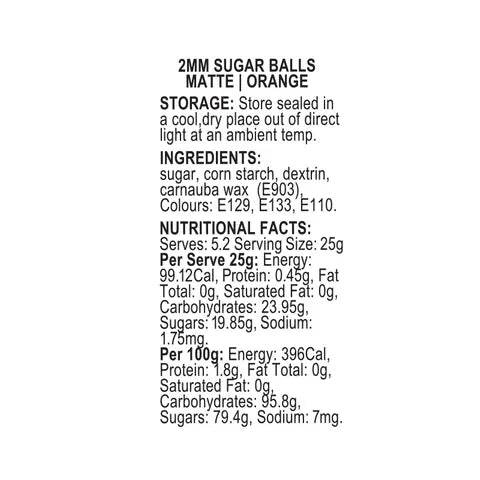 Sprinkles Sugar Balls Orange 2mm |110G |SPRINK'D