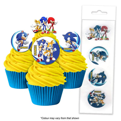 Edible wafer Cupcake Toppers Sonic 16 pack