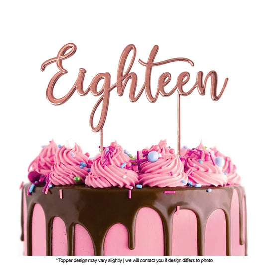 Cake Topper Eighteen Metal Cake Topper Rose Gold