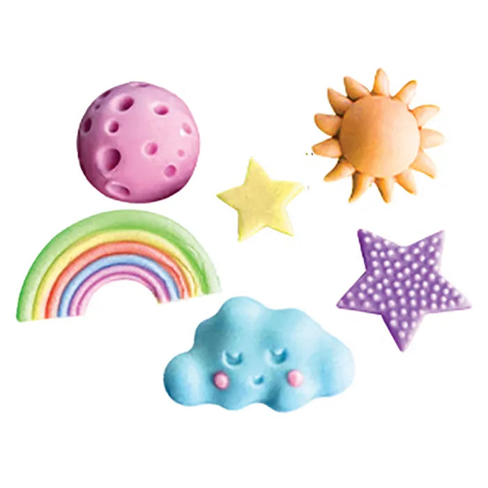 Mould Clouds, Moon, Mars Rainbow & Stars Silicone Mould