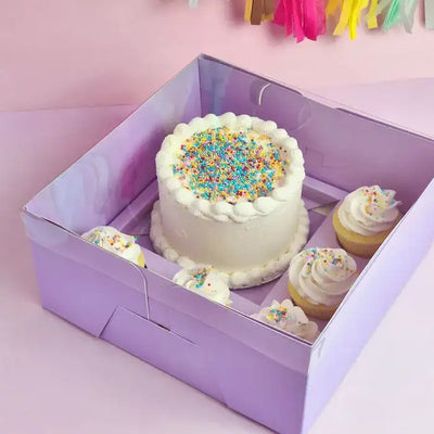 Bento 10" 5 Hole Purple Cupcake / Cake Box (With Clear Lid)