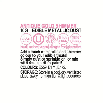 VIVID | ANTIQUE SHIMMER GOLD | EDIBLE METALLIC DUST | 10G