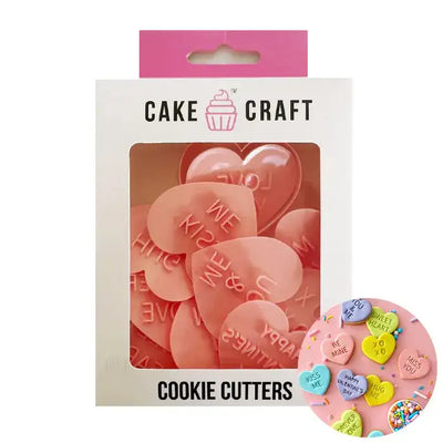 LOVE HEART MESSAGES COOKIE CUTTERS 11 PIECES