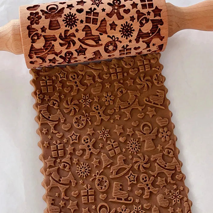 CHRISTMAS MIX WOODEN ROLLING PIN