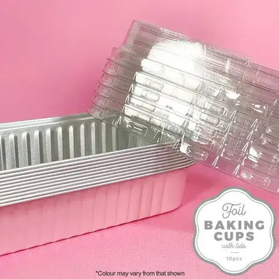 FOIL BAKING CUP WITH LID | RECTANGLE | LIGHT PINK | 10 PACKS (CAKE CRAFT)