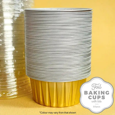 FOIL BAKING CUP WITH LID | ROUND | GOLD | 50 PACK(CAKE CRAFT)