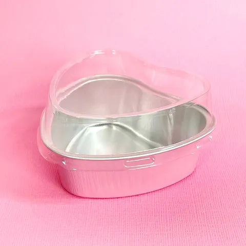 FOIL BAKING CUP WITH LID | HEART | LIGHT PINK | 50 PACKS