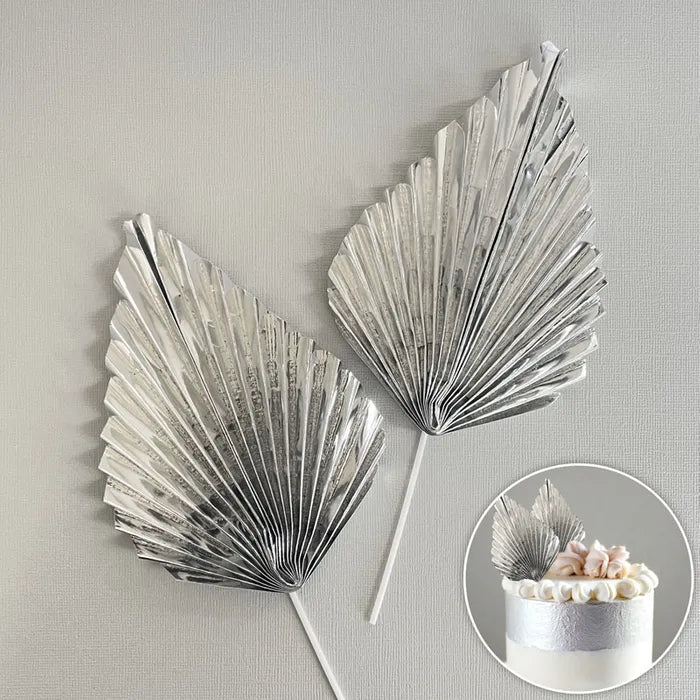 METALLIC SILVER | DECO FAN TOPPER | 2 PC SET