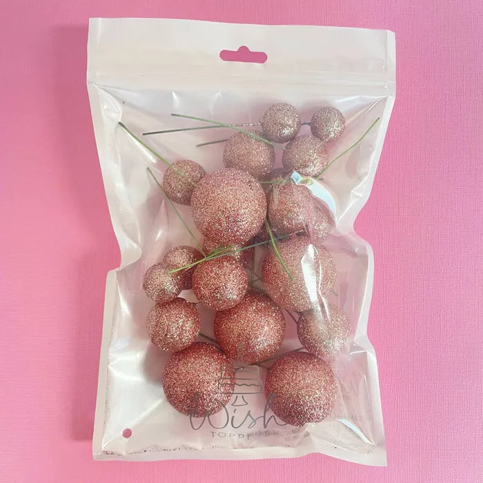 GLITTER ROSE GOLD | DECO FOAM BALL TOPPER | 20 PC SET