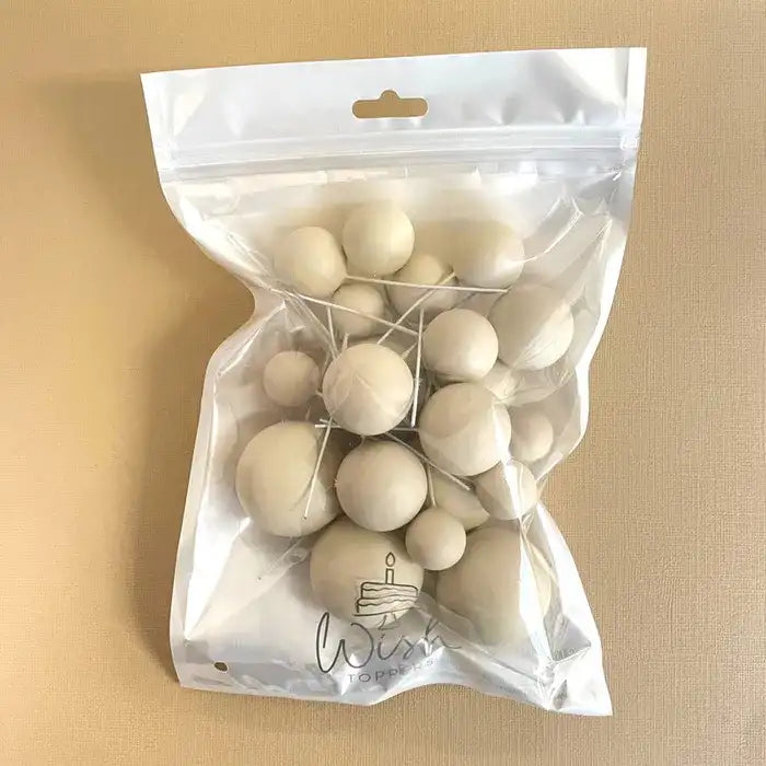CREAM | DECO FOAM BALL TOPPER | 20 PC SET