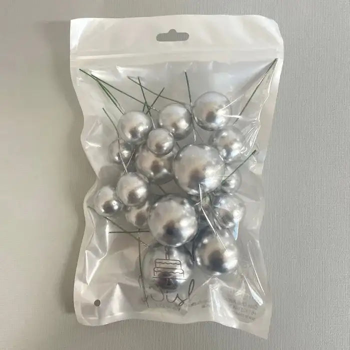 SILVER | DECO FOAM BALL TOPPER | 20 PC SET