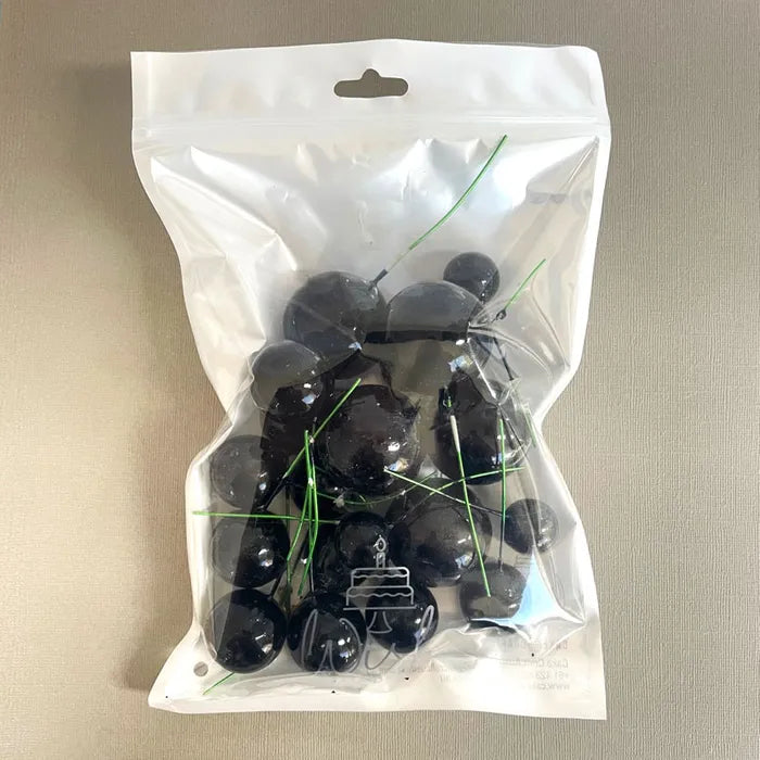 SHINY BLACK | DECO FOAM BALL TOPPER | 20 PC SET