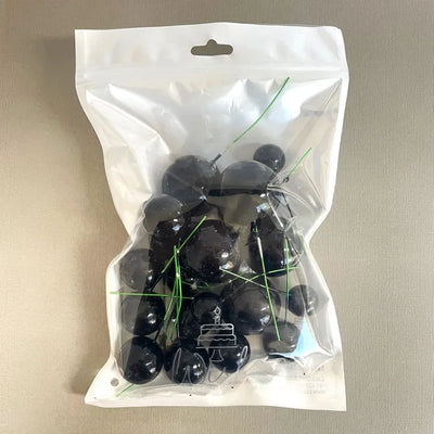 SHINY BLACK | DECO FOAM BALL TOPPER | 20 PC SET