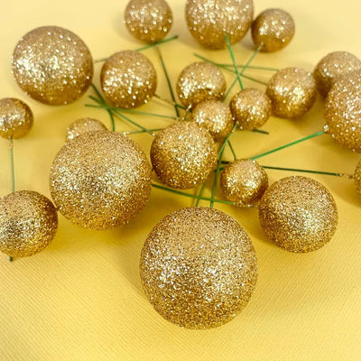 GLITTER GOLD | DECO FOAM BALL TOPPER | 20 PC SET