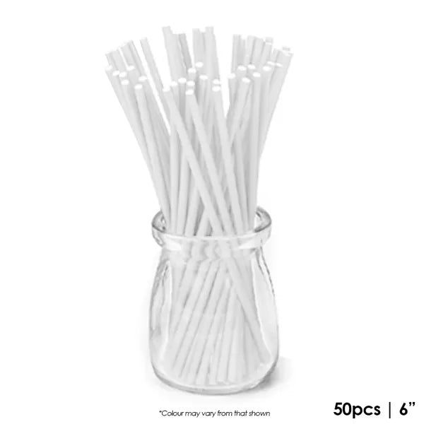 Lollipop Stick 6" White 50 pack