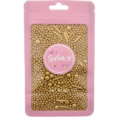 SPRINK'D | GOLD METALLIC MIX SPRINKLES | 60G