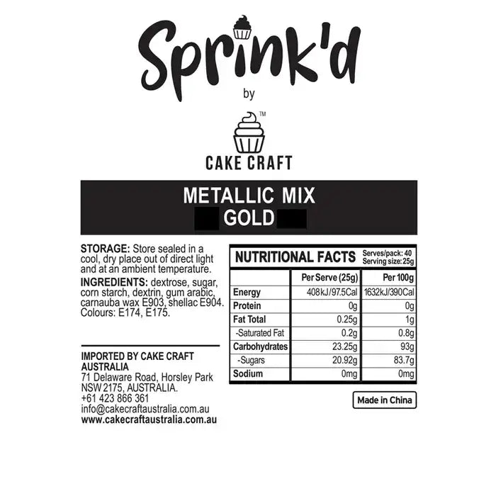 SPRINK'D | GOLD METALLIC MIX SPRINKLES | 500G