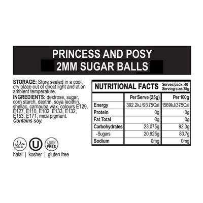 SPRINK'D | PRINCESS & POSY | SUGAR BALLS 2MM | 500G