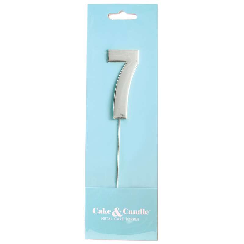 Cake Topper Bold Silver Number 7