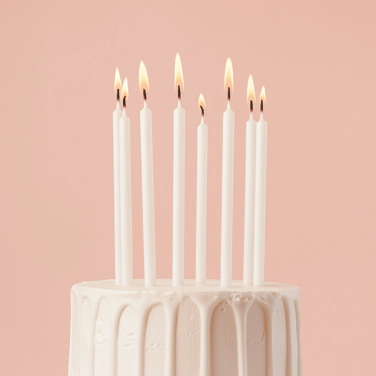 12cm Tall Cake Candles PEARLISED WHITE (Pack of 12)