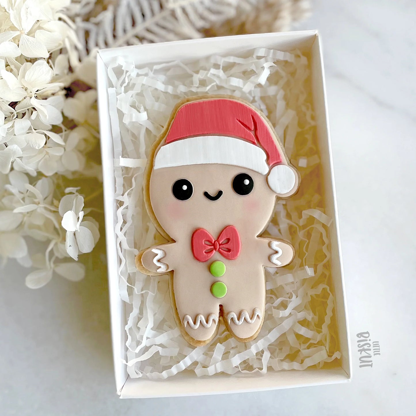 Gingerbread Man with Santa Hat Cutter & Debosser Set (Little Biskut) - SMALL 50mm x 75mm