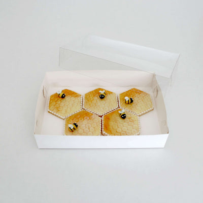 LOYAL Rectangular 10" x 7" White Biscuit Box 2" Tall (With Clear Lid)