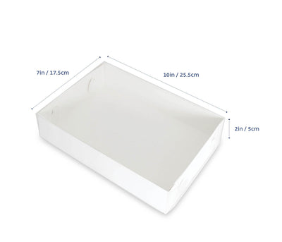 Loyal Rectangular 10" x 7" White Biscuit Box 2" Tall (With Clear Lid)