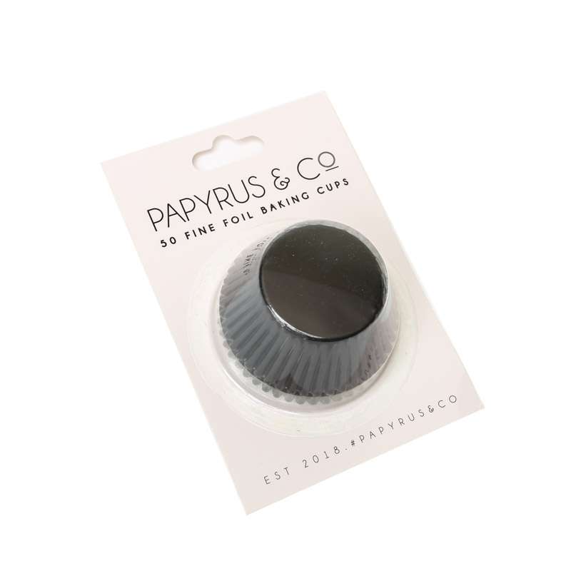 Papyrus & Co 50mm Black Foil Baking Cups | 50 Pack