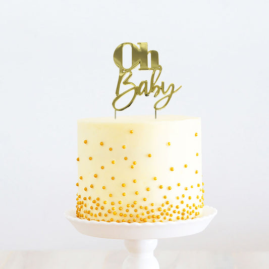 Cake Topper Oh Baby Metal Cake Gold