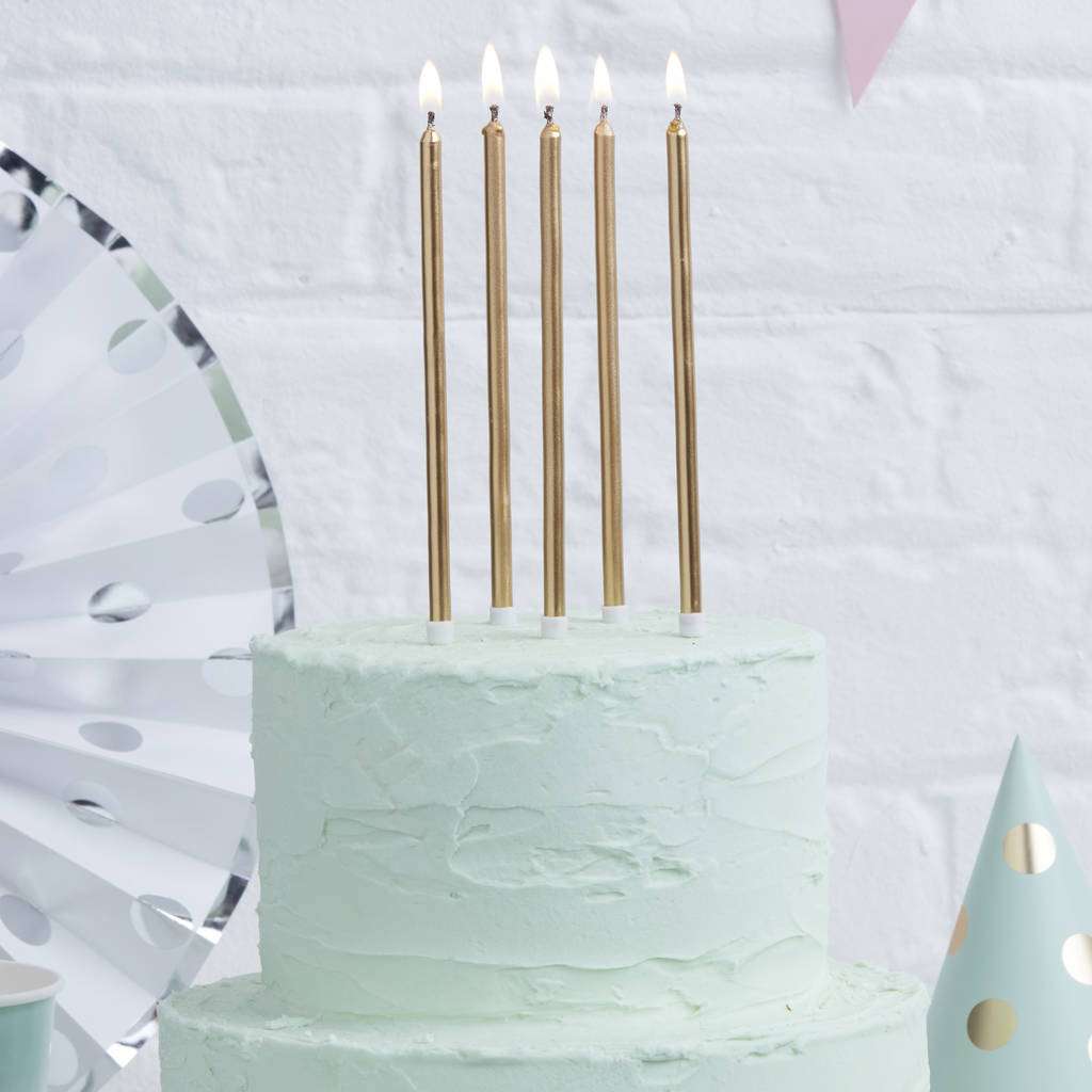 Candle 12cm Tall Cake Candle Gold 12 Pack – view 2