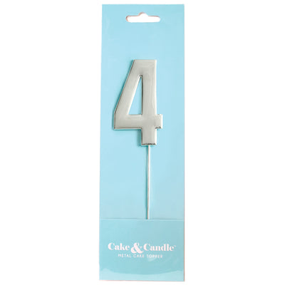 Cake Topper Bold Silver Number 4
