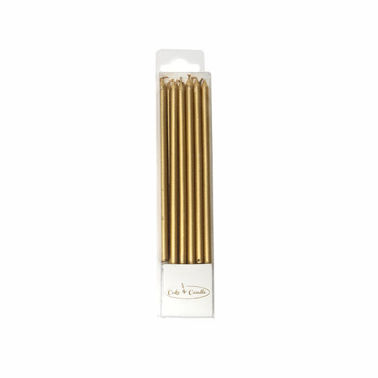 Candle 12cm Tall Cake Candle Gold 12 Pack