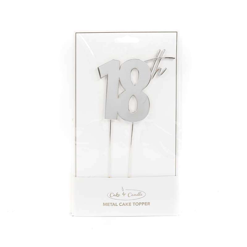 Cake Topper 18th Metal Cake Silver – view 2