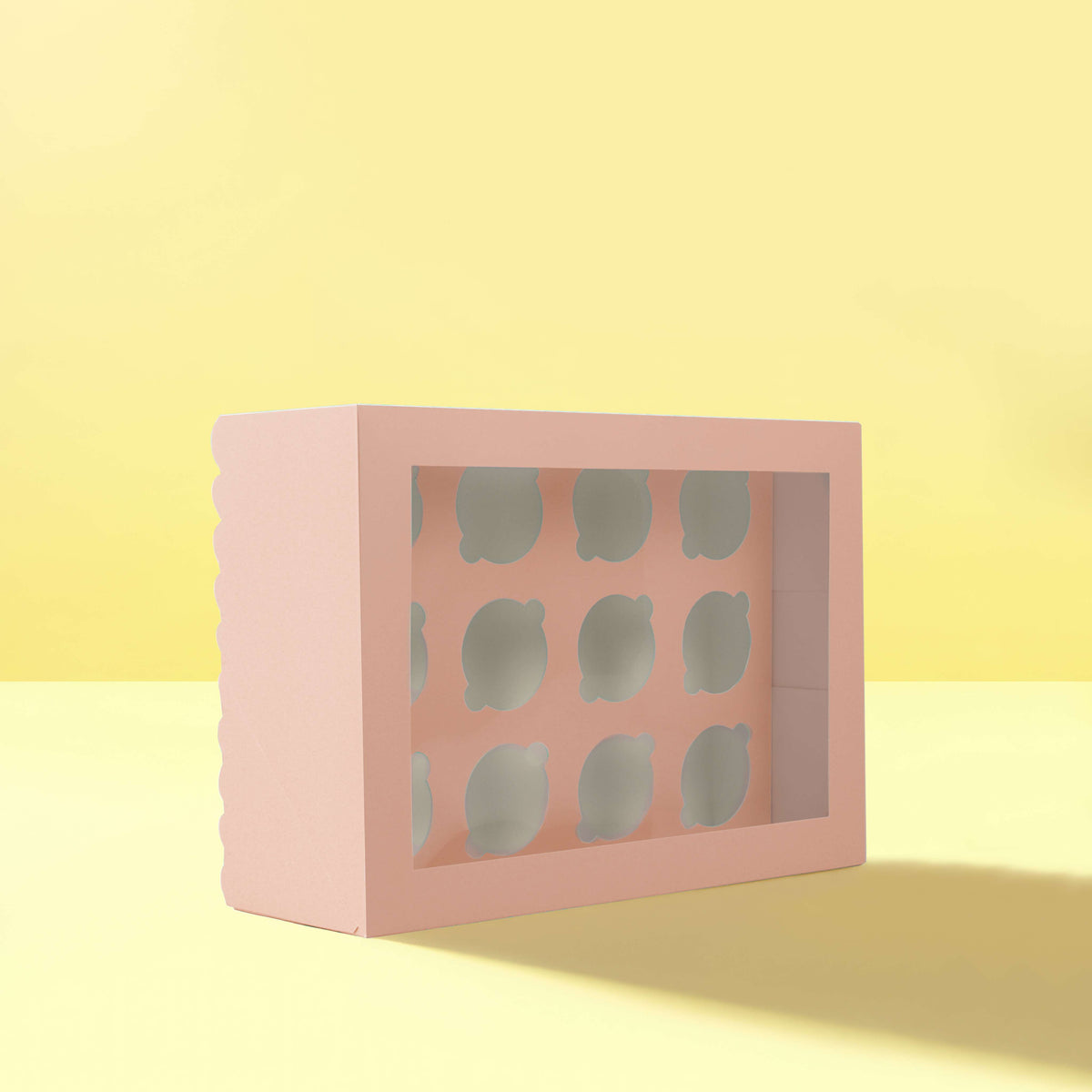 PAPYRUS Scalloped Tall Cupcake Box (12 hole) - PASTEL PINK