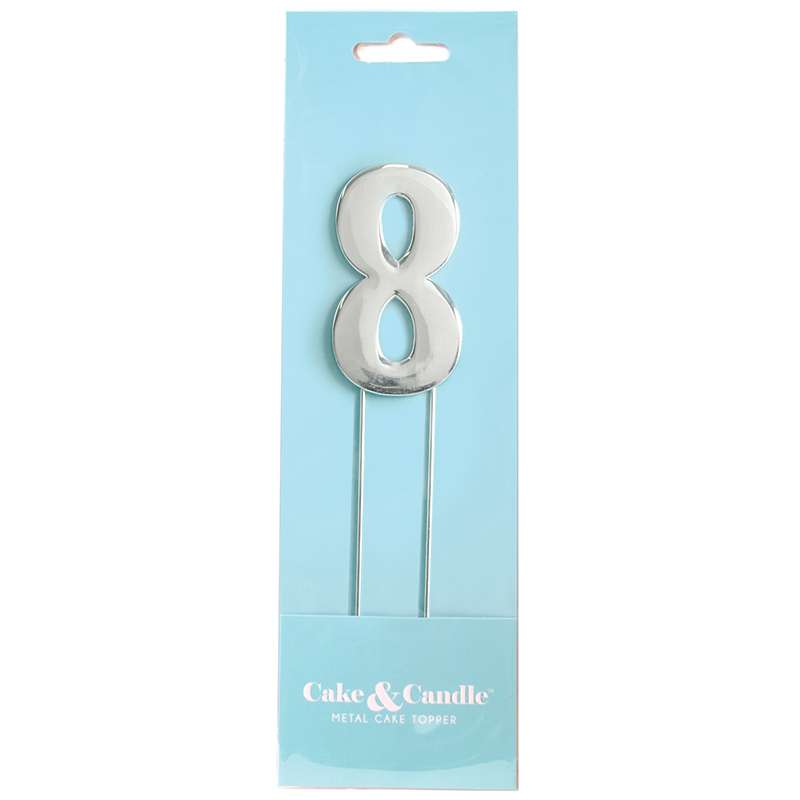 Cake Topper Bold Silver Number 8 – view 2