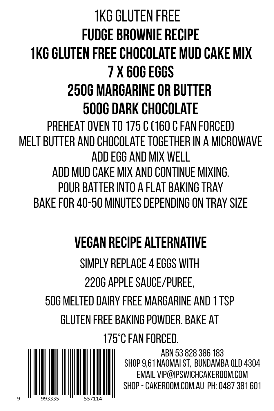 GLUTEN FREE CHOCOLATE MUD MIX 1KG