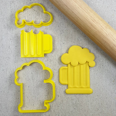 Cookie Cutter Beer Mug Embosser & 2x Cutters Set