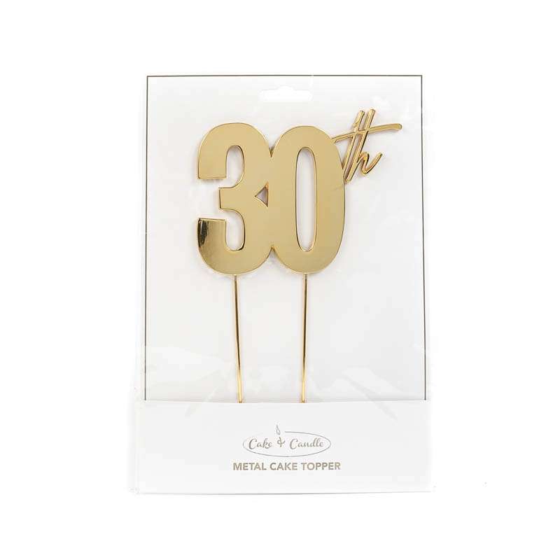Cake Topper 30th Metal Cake Gold – view 2