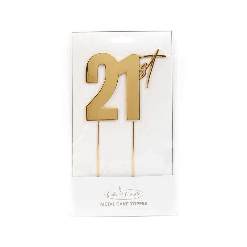 Cake Topper 21st Metal Cake Gold – view 2