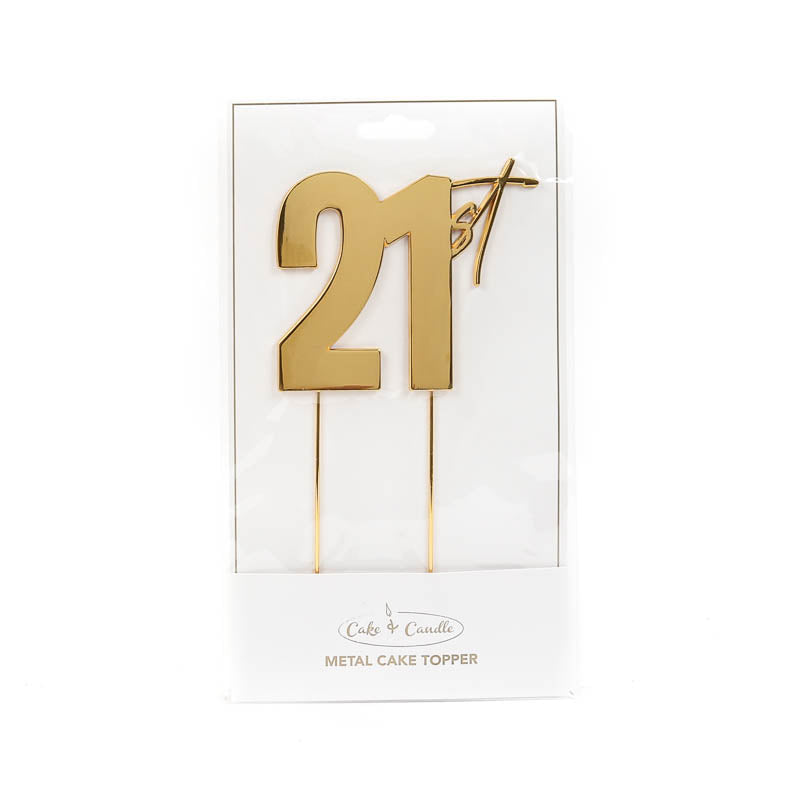 Cake Topper 21st Metal Cake Gold