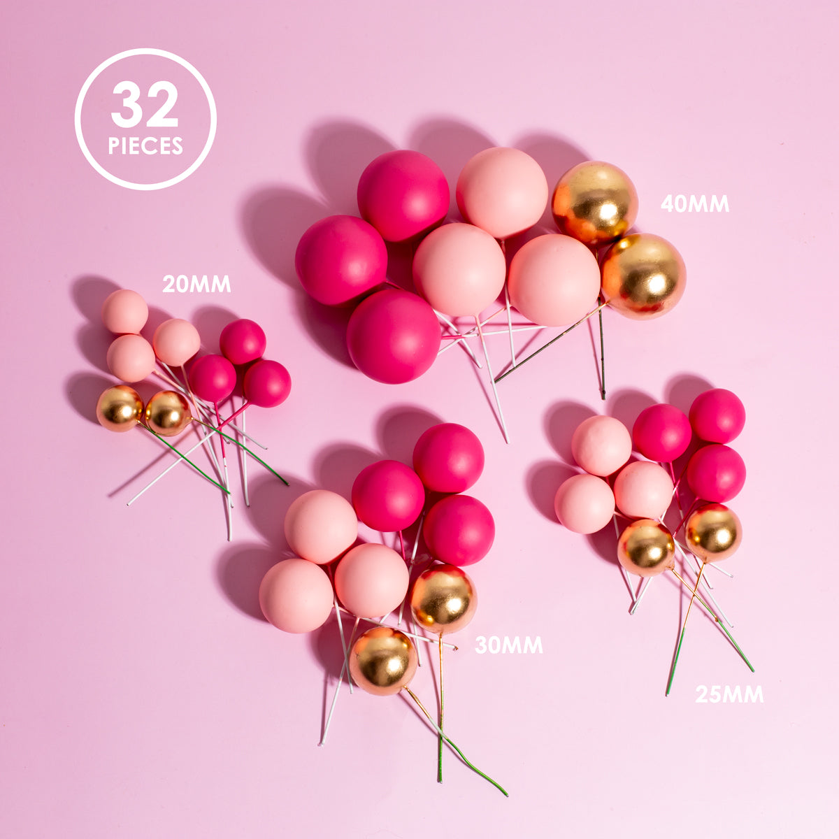 32 Cake Ball Toppers - PRETTY IN PINK SPRINKS