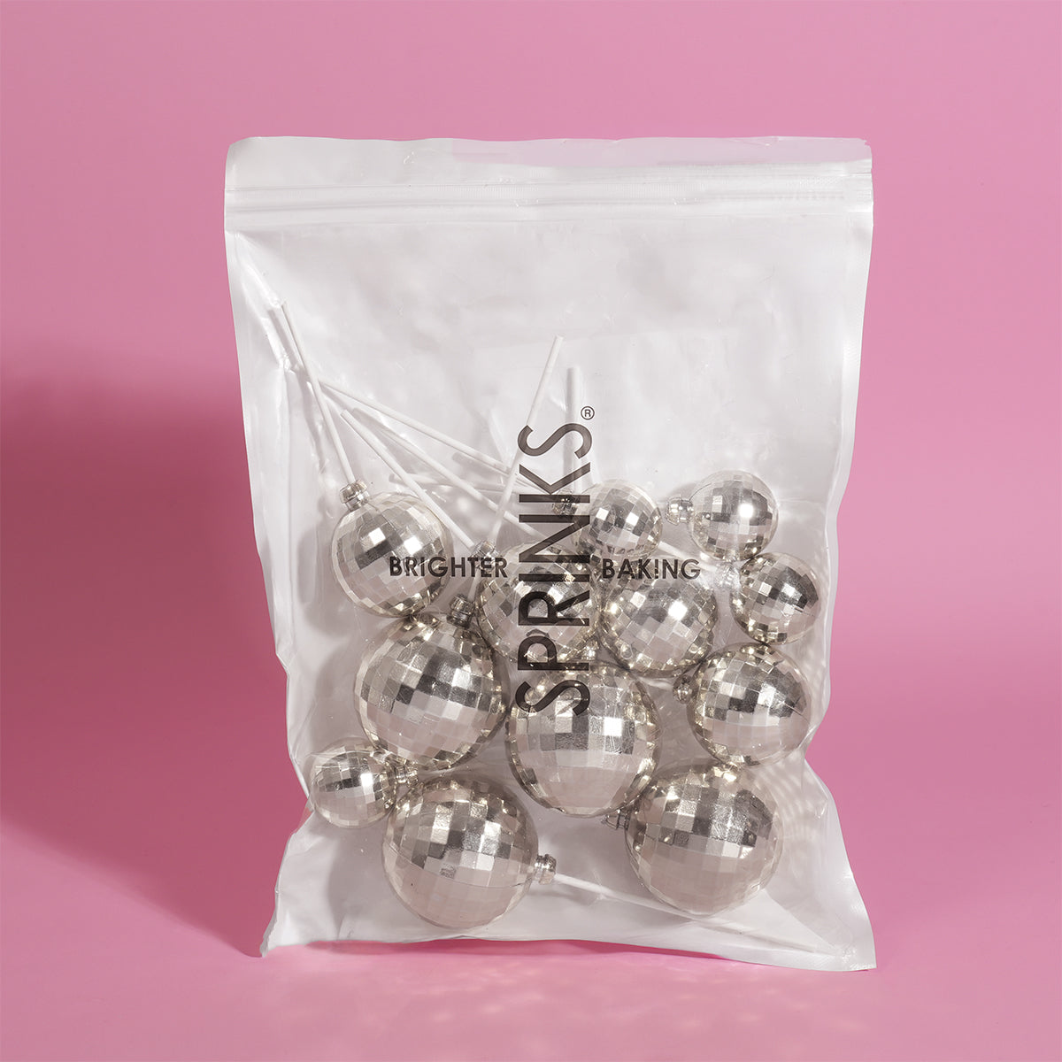 SPRINKS 12 Piece Disco Ball Toppers - SILVER