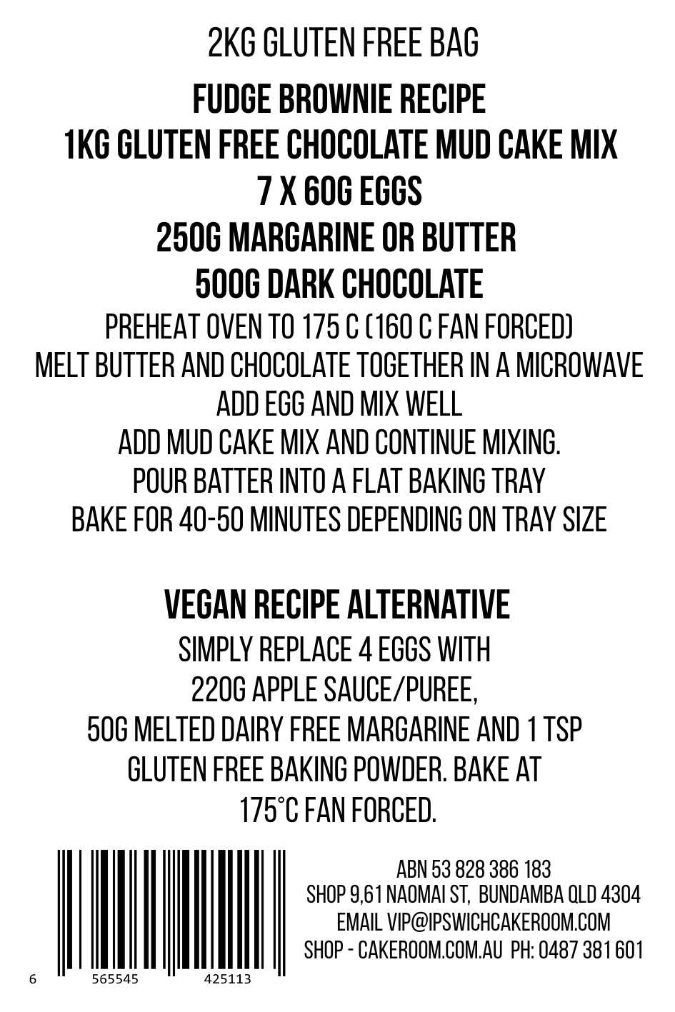 GLUTEN FREE CHOCOLATE MUD MIX 2KG
