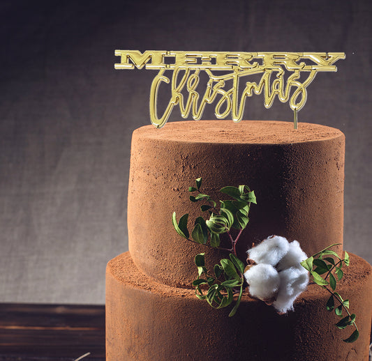 GOLD Plated Cake Topper - MERRY CHRISTMAS