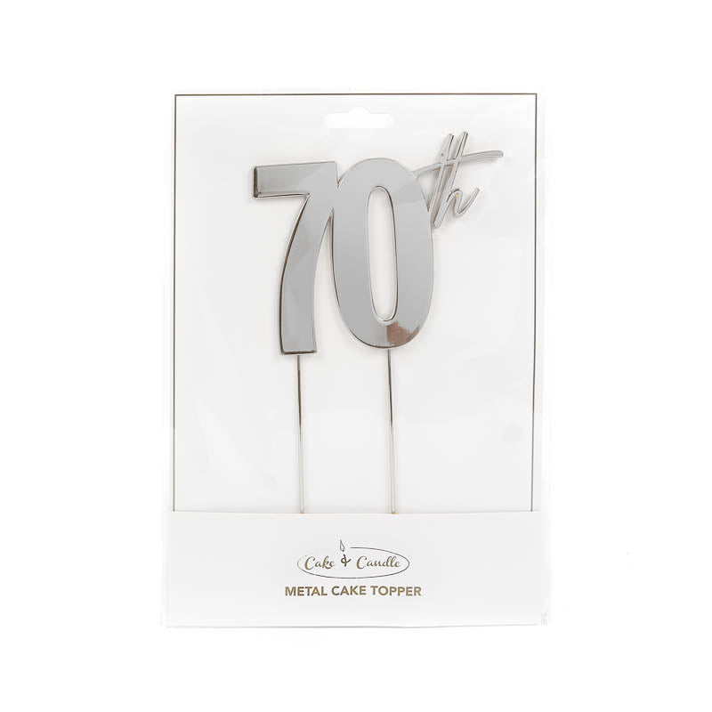 Cake Topper 70th Metal Cake Silver